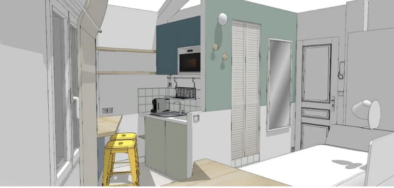 "Transformation einer kleinen Wohnung in Paris: Von Ruinen zu einem schicken Interior dank der Vision eines jungen Mannes"