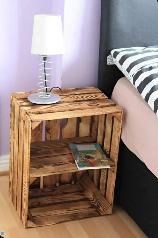 Kreative Ideen für DIY-Nachttische aus Holzkisten, ökologisch und modern