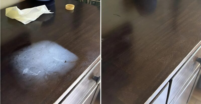 Hier sind einfache und natürliche Tipps, um Hitzeflecken auf Holz zu entfernen!