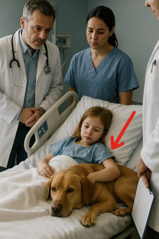 Ein junges Mädchen findet Hoffnung durch die tröstliche Anwesenheit ihres Hundes im Krankenhaus