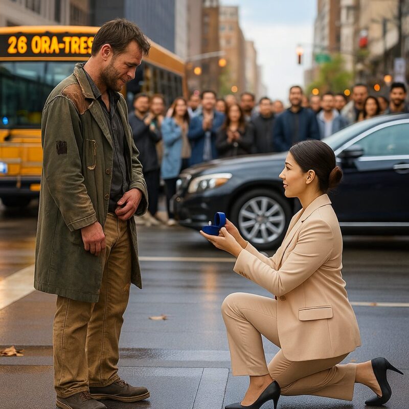Eine Milliardärin sorgt für Aufsehen, als sie einem Obdachlosen öffentlich einen Heiratsantrag macht