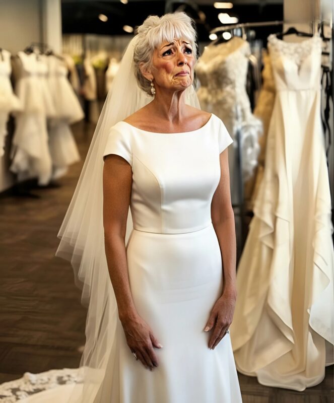 „Ich suche ein Hochzeitskleid, ich heirate diesen Sommer“, sagte die ältere Frau, mit einem schüchternen Lächeln