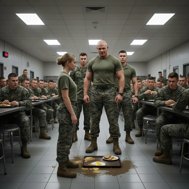 Ein großer militärischer Marinier glaubte, er könnte die 'stille Tochter' in der Kantine einschüchtern, aber er wusste nicht, dass sie viel gefährlicher war, als er je hätte ahnen können