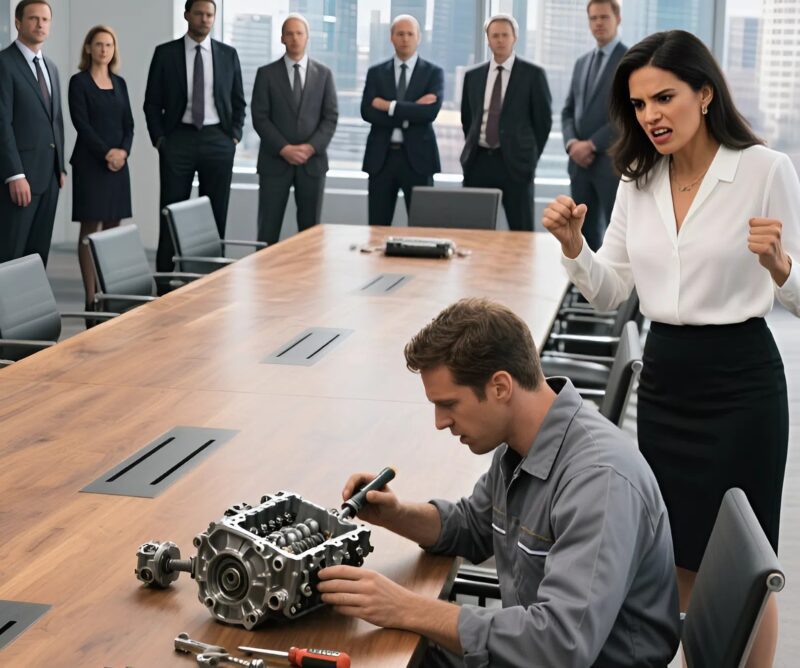 Der Vorstandsvorsitzende brach in Gelächter aus: «Wenn du diesen Motor reparieren kannst, werde ich dich heiraten.» — Was der Mechaniker tat, ließ alle schockiert zurück