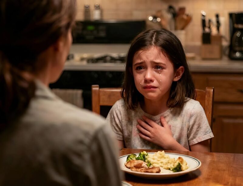 Ein kleines Mädchen verweigert das Essen und flüstert dann ihrer Stiefmutter ein schreckliches Geheimnis, das die schockierende Ursache ihrer Verweigerung enthüllt