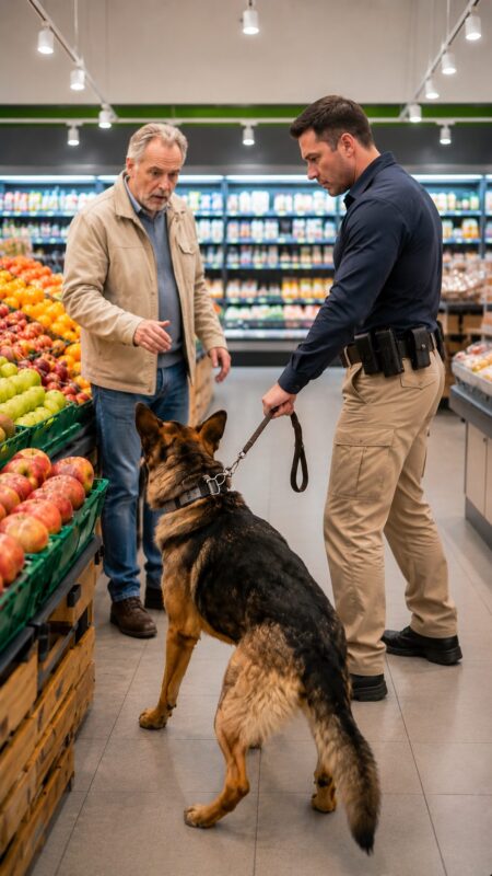 Mein Polizeihund wurde im Supermarkt unkontrollierbar… wenige Minuten später entdeckten die Polizisten das Unfassbare an diesem Mann