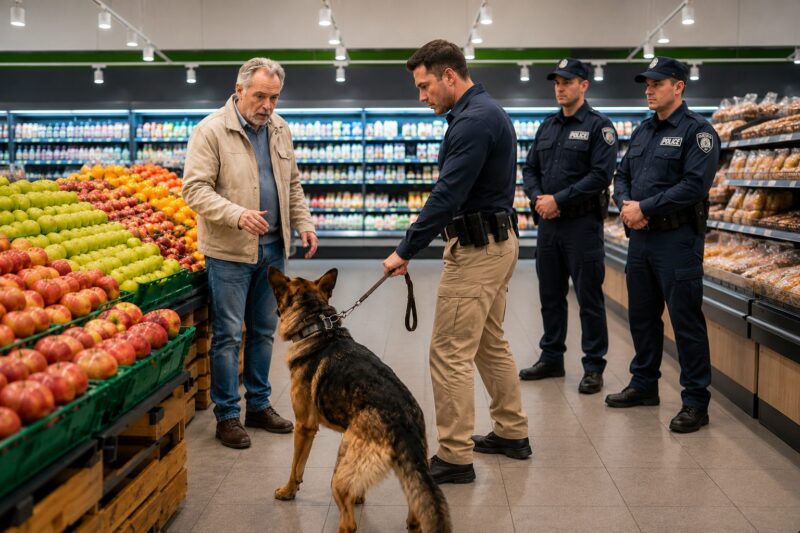Mein Polizeihund wurde im Supermarkt unkontrollierbar… wenige Minuten später entdeckten die Polizisten das Unfassbare an diesem Mann