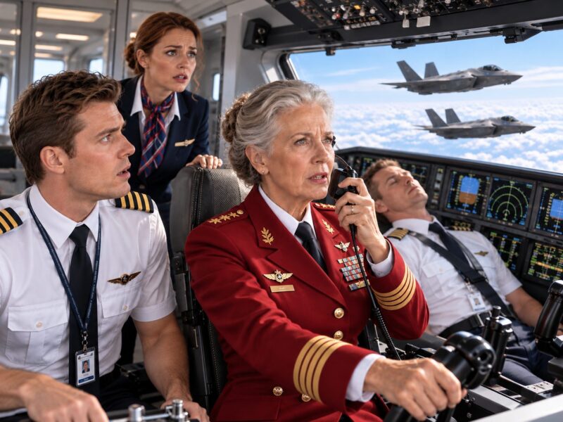 Der Pilot macht sich über die silbernen Flügel einer älteren Passagierin lustig, dann tauchen zwei Militärflugzeuge auf und enthüllen ihre unglaubliche geheime Vergangenheit